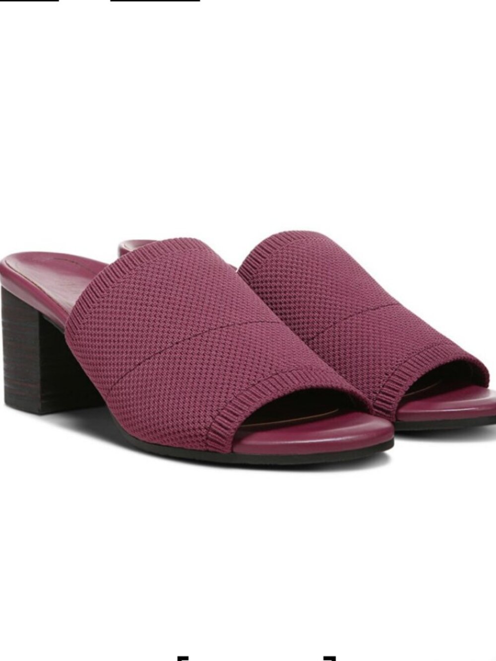 Vionic SZ 8 Papaya Fleur Wine Knitted Slide Mules Comfort Minimalist Timeless